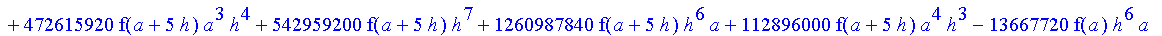 1/3628800*1/h^10*(f(b)-10*f(a+9*h)+45*f(a+8*h)+210*f(a+6*h)+210*f(a+4*h)+45*f(a+2*h)+f(a)-120*f(a+7*h)-252*f(a+5*h)-120*f(a+3*h)-10*f(a+h))*x^10+1/3628800*1/h^10*(-2385*f(a+2*h)*h+460*f(a+9*h)*h-45*f(b...