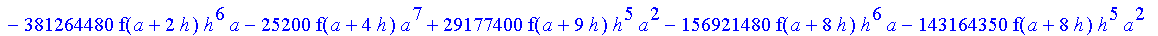 1/3628800*1/h^10*(f(b)-10*f(a+9*h)+45*f(a+8*h)+210*f(a+6*h)+210*f(a+4*h)+45*f(a+2*h)+f(a)-120*f(a+7*h)-252*f(a+5*h)-120*f(a+3*h)-10*f(a+h))*x^10+1/3628800*1/h^10*(-2385*f(a+2*h)*h+460*f(a+9*h)*h-45*f(b...