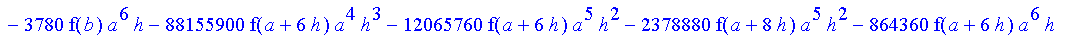 1/3628800*1/h^10*(f(b)-10*f(a+9*h)+45*f(a+8*h)+210*f(a+6*h)+210*f(a+4*h)+45*f(a+2*h)+f(a)-120*f(a+7*h)-252*f(a+5*h)-120*f(a+3*h)-10*f(a+h))*x^10+1/3628800*1/h^10*(-2385*f(a+2*h)*h+460*f(a+9*h)*h-45*f(b...