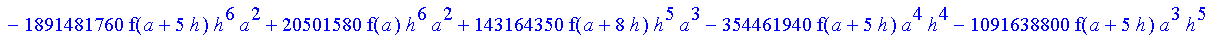 1/3628800*1/h^10*(f(b)-10*f(a+9*h)+45*f(a+8*h)+210*f(a+6*h)+210*f(a+4*h)+45*f(a+2*h)+f(a)-120*f(a+7*h)-252*f(a+5*h)-120*f(a+3*h)-10*f(a+h))*x^10+1/3628800*1/h^10*(-2385*f(a+2*h)*h+460*f(a+9*h)*h-45*f(b...