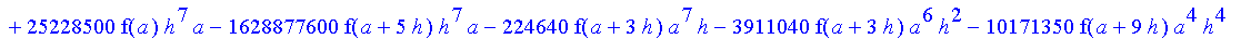 1/3628800*1/h^10*(f(b)-10*f(a+9*h)+45*f(a+8*h)+210*f(a+6*h)+210*f(a+4*h)+45*f(a+2*h)+f(a)-120*f(a+7*h)-252*f(a+5*h)-120*f(a+3*h)-10*f(a+h))*x^10+1/3628800*1/h^10*(-2385*f(a+2*h)*h+460*f(a+9*h)*h-45*f(b...