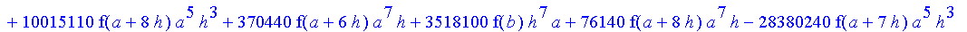 1/3628800*1/h^10*(f(b)-10*f(a+9*h)+45*f(a+8*h)+210*f(a+6*h)+210*f(a+4*h)+45*f(a+2*h)+f(a)-120*f(a+7*h)-252*f(a+5*h)-120*f(a+3*h)-10*f(a+h))*x^10+1/3628800*1/h^10*(-2385*f(a+2*h)*h+460*f(a+9*h)*h-45*f(b...