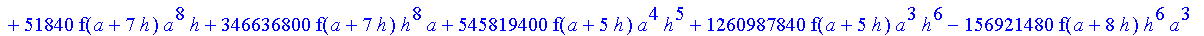 1/3628800*1/h^10*(f(b)-10*f(a+9*h)+45*f(a+8*h)+210*f(a+6*h)+210*f(a+4*h)+45*f(a+2*h)+f(a)-120*f(a+7*h)-252*f(a+5*h)-120*f(a+3*h)-10*f(a+h))*x^10+1/3628800*1/h^10*(-2385*f(a+2*h)*h+460*f(a+9*h)*h-45*f(b...
