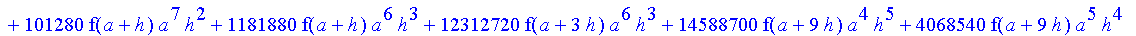 1/3628800*1/h^10*(f(b)-10*f(a+9*h)+45*f(a+8*h)+210*f(a+6*h)+210*f(a+4*h)+45*f(a+2*h)+f(a)-120*f(a+7*h)-252*f(a+5*h)-120*f(a+3*h)-10*f(a+h))*x^10+1/3628800*1/h^10*(-2385*f(a+2*h)*h+460*f(a+9*h)*h-45*f(b...