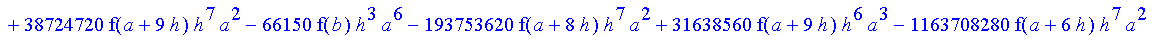 1/3628800*1/h^10*(f(b)-10*f(a+9*h)+45*f(a+8*h)+210*f(a+6*h)+210*f(a+4*h)+45*f(a+2*h)+f(a)-120*f(a+7*h)-252*f(a+5*h)-120*f(a+3*h)-10*f(a+h))*x^10+1/3628800*1/h^10*(-2385*f(a+2*h)*h+460*f(a+9*h)*h-45*f(b...
