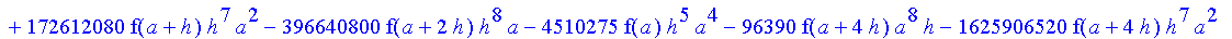 1/3628800*1/h^10*(f(b)-10*f(a+9*h)+45*f(a+8*h)+210*f(a+6*h)+210*f(a+4*h)+45*f(a+2*h)+f(a)-120*f(a+7*h)-252*f(a+5*h)-120*f(a+3*h)-10*f(a+h))*x^10+1/3628800*1/h^10*(-2385*f(a+2*h)*h+460*f(a+9*h)*h-45*f(b...