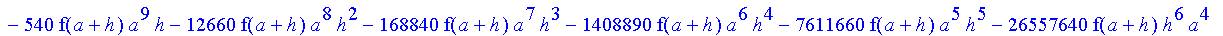 1/3628800*1/h^10*(f(b)-10*f(a+9*h)+45*f(a+8*h)+210*f(a+6*h)+210*f(a+4*h)+45*f(a+2*h)+f(a)-120*f(a+7*h)-252*f(a+5*h)-120*f(a+3*h)-10*f(a+h))*x^10+1/3628800*1/h^10*(-2385*f(a+2*h)*h+460*f(a+9*h)*h-45*f(b...