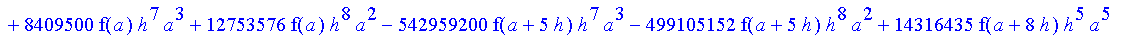 1/3628800*1/h^10*(f(b)-10*f(a+9*h)+45*f(a+8*h)+210*f(a+6*h)+210*f(a+4*h)+45*f(a+2*h)+f(a)-120*f(a+7*h)-252*f(a+5*h)-120*f(a+3*h)-10*f(a+h))*x^10+1/3628800*1/h^10*(-2385*f(a+2*h)*h+460*f(a+9*h)*h-45*f(b...