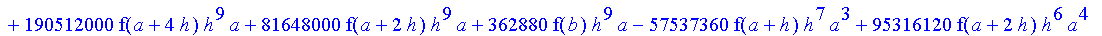 1/3628800*1/h^10*(f(b)-10*f(a+9*h)+45*f(a+8*h)+210*f(a+6*h)+210*f(a+4*h)+45*f(a+2*h)+f(a)-120*f(a+7*h)-252*f(a+5*h)-120*f(a+3*h)-10*f(a+h))*x^10+1/3628800*1/h^10*(-2385*f(a+2*h)*h+460*f(a+9*h)*h-45*f(b...