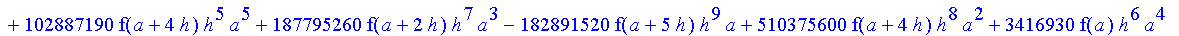 1/3628800*1/h^10*(f(b)-10*f(a+9*h)+45*f(a+8*h)+210*f(a+6*h)+210*f(a+4*h)+45*f(a+2*h)+f(a)-120*f(a+7*h)-252*f(a+5*h)-120*f(a+3*h)-10*f(a+h))*x^10+1/3628800*1/h^10*(-2385*f(a+2*h)*h+460*f(a+9*h)*h-45*f(b...