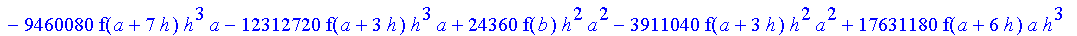 1/39916800*1/h^10*(f(b)-10*f(a+9*h)+45*f(a+8*h)+210*f(a+6*h)+210*f(a+4*h)+45*f(a+2*h)+f(a)-120*f(a+7*h)-252*f(a+5*h)-120*f(a+3*h)-10*f(a+h))*((a+10*h)^11-a^11)+1/36288000*1/h^10*(-2385*f(a+2*h)*h+460*f...