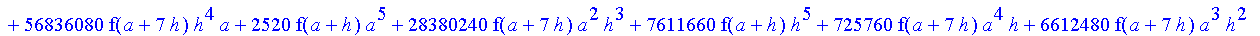 1/39916800*1/h^10*(f(b)-10*f(a+9*h)+45*f(a+8*h)+210*f(a+6*h)+210*f(a+4*h)+45*f(a+2*h)+f(a)-120*f(a+7*h)-252*f(a+5*h)-120*f(a+3*h)-10*f(a+h))*((a+10*h)^11-a^11)+1/36288000*1/h^10*(-2385*f(a+2*h)*h+460*f...