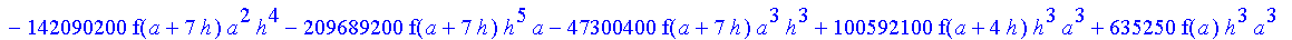 1/39916800*1/h^10*(f(b)-10*f(a+9*h)+45*f(a+8*h)+210*f(a+6*h)+210*f(a+4*h)+45*f(a+2*h)+f(a)-120*f(a+7*h)-252*f(a+5*h)-120*f(a+3*h)-10*f(a+h))*((a+10*h)^11-a^11)+1/36288000*1/h^10*(-2385*f(a+2*h)*h+460*f...