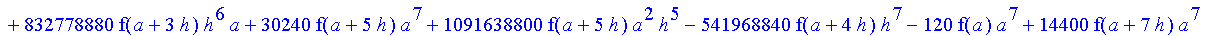 1/39916800*1/h^10*(f(b)-10*f(a+9*h)+45*f(a+8*h)+210*f(a+6*h)+210*f(a+4*h)+45*f(a+2*h)+f(a)-120*f(a+7*h)-252*f(a+5*h)-120*f(a+3*h)-10*f(a+h))*((a+10*h)^11-a^11)+1/36288000*1/h^10*(-2385*f(a+2*h)*h+460*f...
