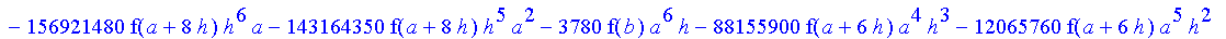 1/39916800*1/h^10*(f(b)-10*f(a+9*h)+45*f(a+8*h)+210*f(a+6*h)+210*f(a+4*h)+45*f(a+2*h)+f(a)-120*f(a+7*h)-252*f(a+5*h)-120*f(a+3*h)-10*f(a+h))*((a+10*h)^11-a^11)+1/36288000*1/h^10*(-2385*f(a+2*h)*h+460*f...