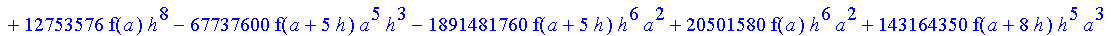 1/39916800*1/h^10*(f(b)-10*f(a+9*h)+45*f(a+8*h)+210*f(a+6*h)+210*f(a+4*h)+45*f(a+2*h)+f(a)-120*f(a+7*h)-252*f(a+5*h)-120*f(a+3*h)-10*f(a+h))*((a+10*h)^11-a^11)+1/36288000*1/h^10*(-2385*f(a+2*h)*h+460*f...