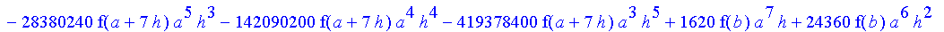 1/39916800*1/h^10*(f(b)-10*f(a+9*h)+45*f(a+8*h)+210*f(a+6*h)+210*f(a+4*h)+45*f(a+2*h)+f(a)-120*f(a+7*h)-252*f(a+5*h)-120*f(a+3*h)-10*f(a+h))*((a+10*h)^11-a^11)+1/36288000*1/h^10*(-2385*f(a+2*h)*h+460*f...