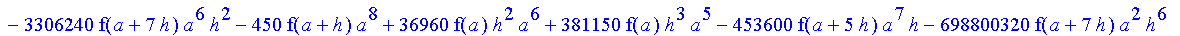 1/39916800*1/h^10*(f(b)-10*f(a+9*h)+45*f(a+8*h)+210*f(a+6*h)+210*f(a+4*h)+45*f(a+2*h)+f(a)-120*f(a+7*h)-252*f(a+5*h)-120*f(a+3*h)-10*f(a+h))*((a+10*h)^11-a^11)+1/36288000*1/h^10*(-2385*f(a+2*h)*h+460*f...