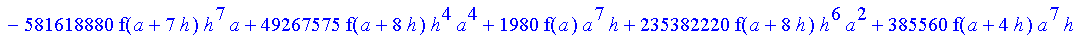 1/39916800*1/h^10*(f(b)-10*f(a+9*h)+45*f(a+8*h)+210*f(a+6*h)+210*f(a+4*h)+45*f(a+2*h)+f(a)-120*f(a+7*h)-252*f(a+5*h)-120*f(a+3*h)-10*f(a+h))*((a+10*h)^11-a^11)+1/36288000*1/h^10*(-2385*f(a+2*h)*h+460*f...