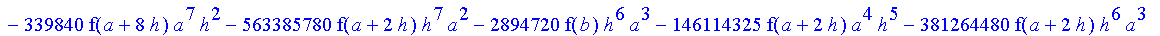 1/39916800*1/h^10*(f(b)-10*f(a+9*h)+45*f(a+8*h)+210*f(a+6*h)+210*f(a+4*h)+45*f(a+2*h)+f(a)-120*f(a+7*h)-252*f(a+5*h)-120*f(a+3*h)-10*f(a+h))*((a+10*h)^11-a^11)+1/36288000*1/h^10*(-2385*f(a+2*h)*h+460*f...