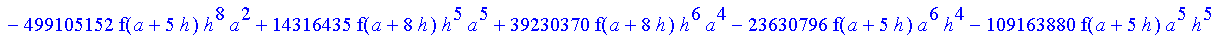 1/39916800*1/h^10*(f(b)-10*f(a+9*h)+45*f(a+8*h)+210*f(a+6*h)+210*f(a+4*h)+45*f(a+2*h)+f(a)-120*f(a+7*h)-252*f(a+5*h)-120*f(a+3*h)-10*f(a+h))*((a+10*h)^11-a^11)+1/36288000*1/h^10*(-2385*f(a+2*h)*h+460*f...
