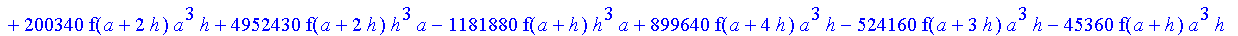 1/3628800*1/h^10*(f(b)-10*f(a+9*h)+45*f(a+8*h)+210*f(a+6*h)+210*f(a+4*h)+45*f(a+2*h)+f(a)-120*f(a+7*h)-252*f(a+5*h)-120*f(a+3*h)-10*f(a+h))*x^10+1/3628800*1/h^10*(-2385*f(a+2*h)*h+460*f(a+9*h)*h-45*f(b...