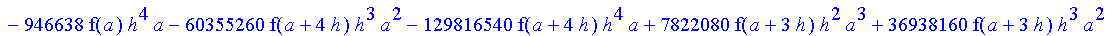 1/3628800*1/h^10*(f(b)-10*f(a+9*h)+45*f(a+8*h)+210*f(a+6*h)+210*f(a+4*h)+45*f(a+2*h)+f(a)-120*f(a+7*h)-252*f(a+5*h)-120*f(a+3*h)-10*f(a+h))*x^10+1/3628800*1/h^10*(-2385*f(a+2*h)*h+460*f(a+9*h)*h-45*f(b...