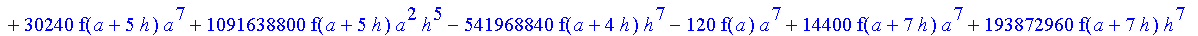1/3628800*1/h^10*(f(b)-10*f(a+9*h)+45*f(a+8*h)+210*f(a+6*h)+210*f(a+4*h)+45*f(a+2*h)+f(a)-120*f(a+7*h)-252*f(a+5*h)-120*f(a+3*h)-10*f(a+h))*x^10+1/3628800*1/h^10*(-2385*f(a+2*h)*h+460*f(a+9*h)*h-45*f(b...